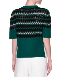 Marni Short Sleeve Wave Knit Sweater Jade