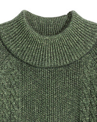 H&M Glittery Knit Sweater Dark Green Ladies
