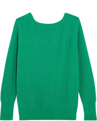 Maje Cutout Ribbed Knit Sweater Forest Green