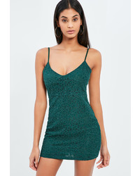 Missguided Green Lace Strappy Bodycon Dress