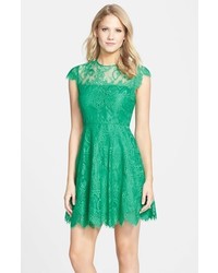 Green Lace Fit and Flare Dress