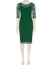Jolie Moi Green Scalloped Lace Dress