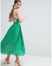 Asos Salon Lace Pinny Backless Full Midi Prom Dress