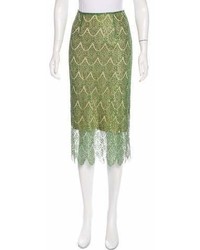 Green Lace Midi Skirt