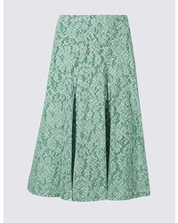 Marks and Spencer Cotton Rich Floral Lace A Line Midi Skirt