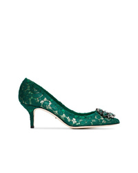 Dolce & Gabbana Green Bellucci 60 Lace Crystal Pumps