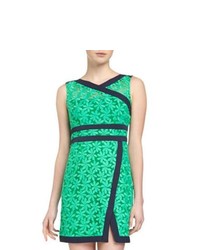 Nanette Lepore Floral Embroidered Wrap Sleeveless Dress Green