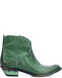 Green Leather Ankle Boots