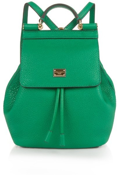 green backpack leather