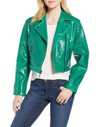 Kenneth Cole New York Kenneth Cole Crop Patent Leather Moto Jacket