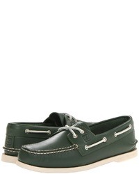 Green Leather Boat Shoes