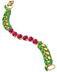 Sara Designs Pink Crystal Lime Leather Bracelet