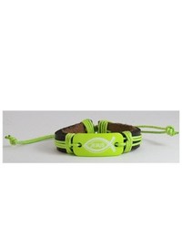 The Quiet Witness 4030191 Jesus Leather Bracelet Lime Green Christian Religious Bible