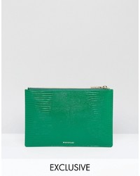 Whistles Shiny Lizard Leather Clutch Bag