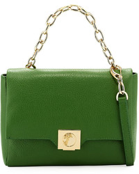 Versace Collection Fold Over Leather Crossbody Bag Green