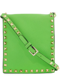 Valentino Leather Rockstud North South Shoulder Bag Lime Green