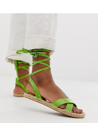 ASOS DESIGN Jala Espadrille Flat Sandals In Green Croc