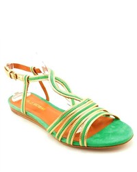 Pour La Victoire Farida Green Leather Slingback Sandals Shoes