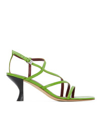 Staud Green Nappa Gita Heeled Sandals