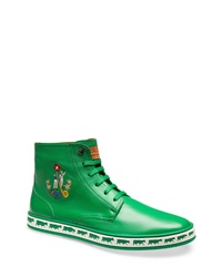 Green Leather High Top Sneakers