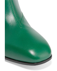 Gucci Embroidered Leather Knee Boots Emerald