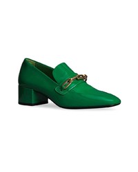 Burberry Link Detail Patent Leather Block Heel Loafers