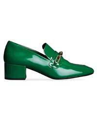 Burberry Link Detail Patent Leather Block Heel Loafers