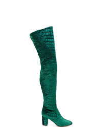 Green Leather Over The Knee Boots