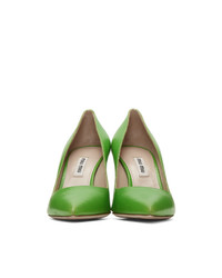Miu Miu Green Crackled Leather Heels