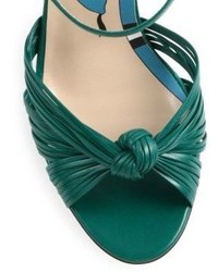 Gucci Allie Knotted Leather Ankle Strap Sandals