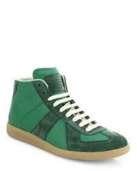Maison Margiela Replica Leather Suede Mid Top Sneakers