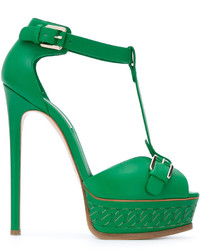 Green Leather Thong Sandals