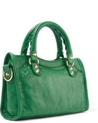 Balenciaga Classic City Nano Textured Leather Shoulder Bag Forest Green