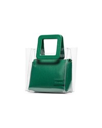 Staud Mini Shirley Green And Clear Leather And Pvc Tote