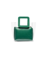 Staud Mini Shirley Green And Clear Leather And Pvc Tote