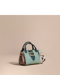 Burberry The Small Buckle Tote In Leather And Leopard Print Calfskin