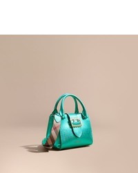 Burberry The Small Buckle Tote In Metallic Leather