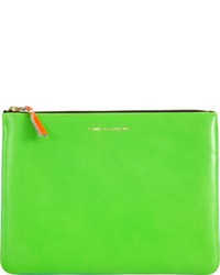 Green Leather Zip Pouch