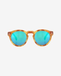 Illesteva Leonard Mirrored Lense Sunglasses Ambergreen