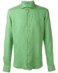 Green Linen Long Sleeve Shirt