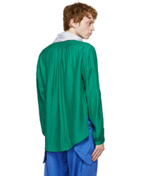 Kiko Kostadinov Green Grey Anthonis Pleated Shirt