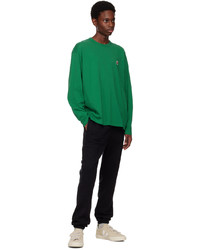MAISON KITSUNÉ Green Fox Head Long Sleeve T Shirt