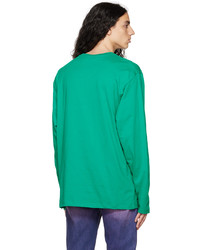 MSGM Green Printed Long Sleeve T Shirt