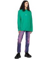 MSGM Green Printed Long Sleeve T Shirt