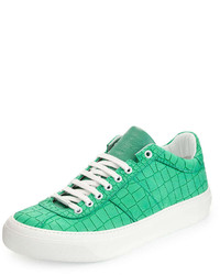 Jimmy Choo Portman Crocodile Embossed Sneaker Matte Mint Green