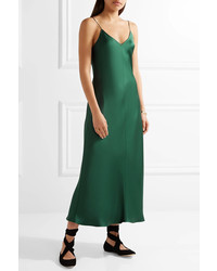 The Row Guinevere Silk Satin Maxi Dress Emerald