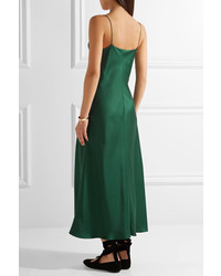The Row Guinevere Silk Satin Maxi Dress Emerald