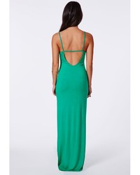 Missguided Tamirka Green Strappy Jersey Maxi Dress