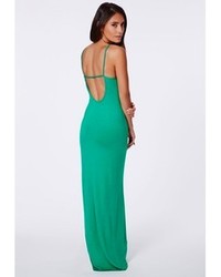 Missguided Tamirka Green Strappy Jersey Maxi Dress