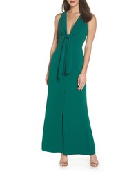 Harlyn Plunge Neck Tie Front Maxi Dress